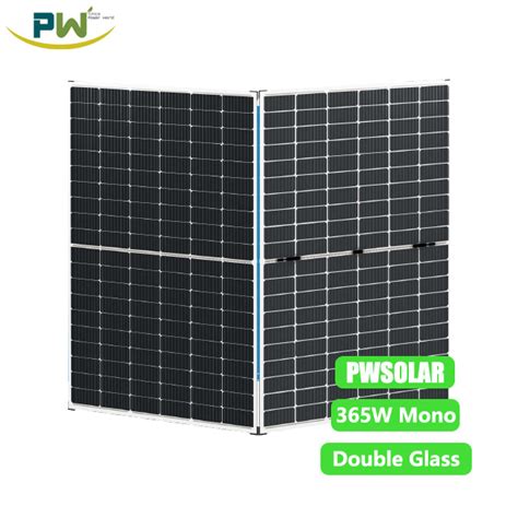 Bipv Chinese Pv Manufacturer 365w Double Glass Mono Solar Panel Solar Panel And Half Cell