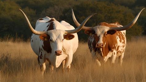 Two Longhorn Steers In A Field Background Longhorns Picture Longhorn