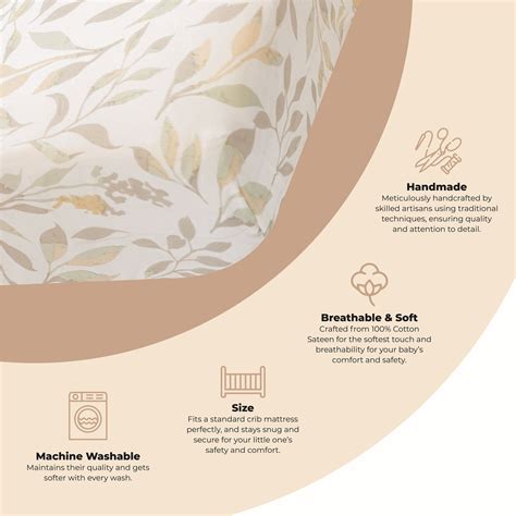 Willow Fitted Crib Sheet Neutral Leaf Crane Baby