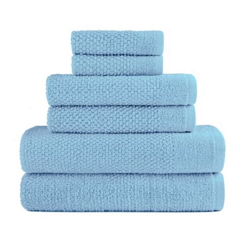 Dan River 6 Piece Cotton Bath Towel Set Popcorn Texture Absorbent