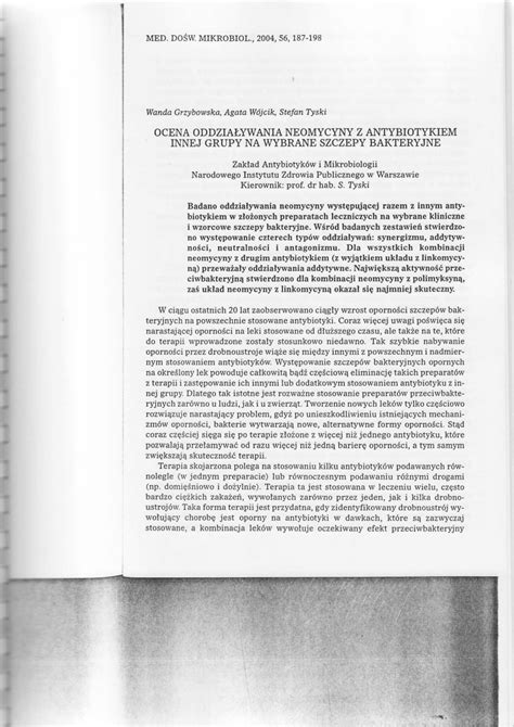 Pdf Interaction Of Neomycin With Other Antibiotics On Selected