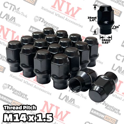 NWA Autoparts 20 Piece Set Black 14x1 5 Thread Extended Thread