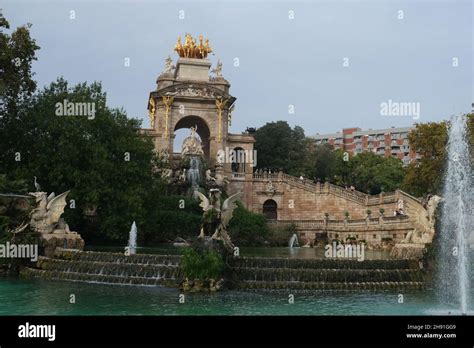 Cascada Del Parc De La Ciutadella Citadel Park In Barcelona Stock