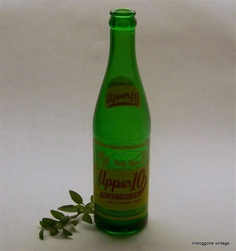 Upper 10 Green Vintage Soda Bottle Royal Crown Bottling Co