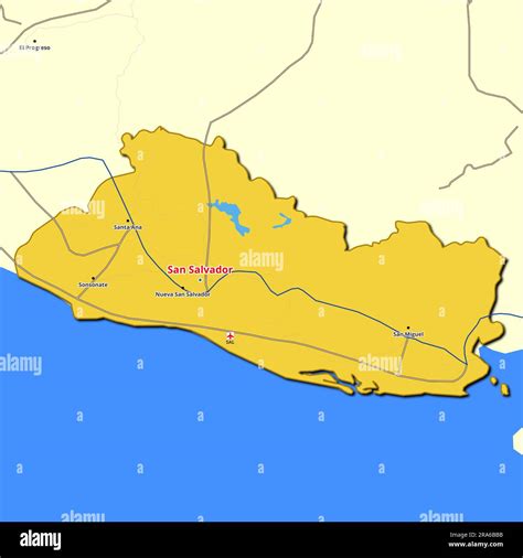 Mapa Muy Detallado De El Salvador Que Muestra Las Principales
