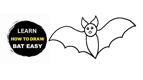 How To Draw A Bat Easy Step By Step Simple Bat Drawing Bat Drawing Lesson Youtube