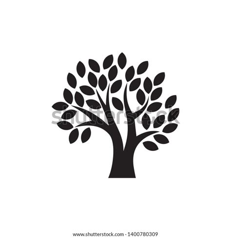 Simple Tree Vector Silhouette Black On Stock Vector Royalty Free 1400780309 Shutterstock