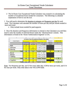 Fillable Online Dhs State Or The In Home Calc Form Directions Doc Dhs