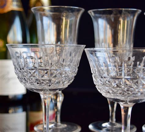 6 Thomas Webb Deep Diamond Champagne Glasses C 1925