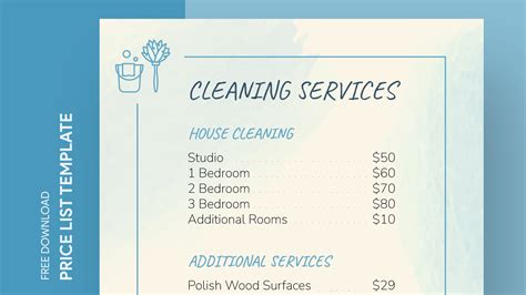 》printable Commercial Cleaning Services Price List Template