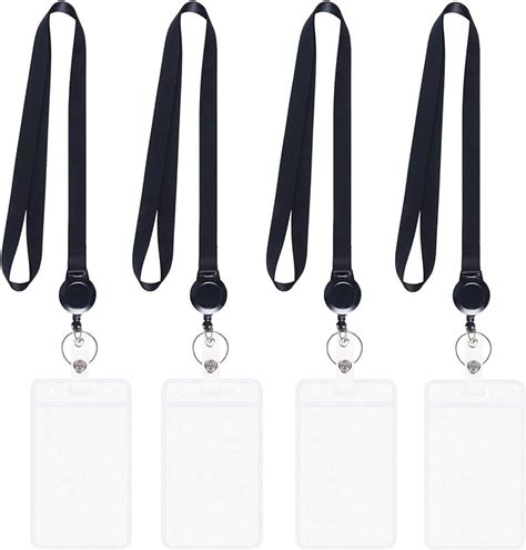 Amazon YOUOWO Lanyard Black Retractable Badge Reel With ID Badge