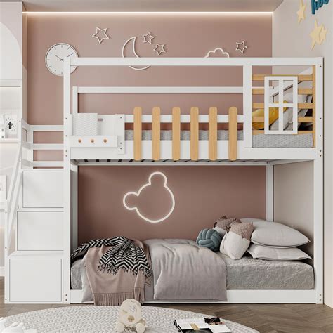 Lit cabane Enfants 90x200 Lit superposé Enfant lit Double lit Simple