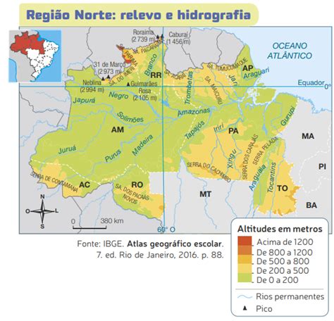 Blog de Geografia Mapa Região Norte relevo e hidrografia