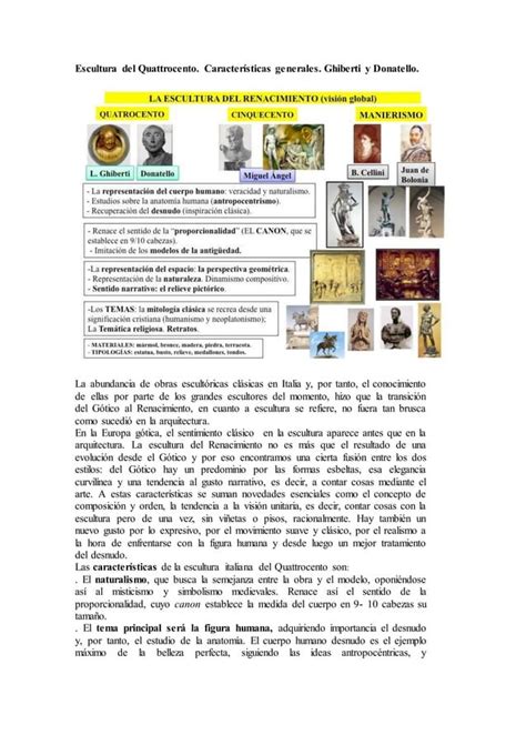 Caracter Sticas Generales Escultura Quattrocento Pdf