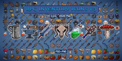 Rpg Inventory Icons V3 By Erkmenartworks Codester