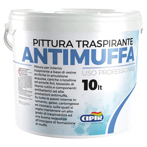 IDROPITTURA TRASPIRANTE ANTIMUFFA CIPIR 10 L BIANCA PROFESSIONALE 5 6