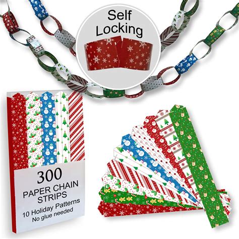 300 Paper Chain Strips For Crafting No Glue Or Tape Needed Kid