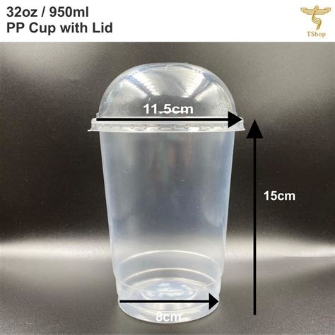 50sets 32oz PP Clear Cup With Dome Lid 950ml Disposable