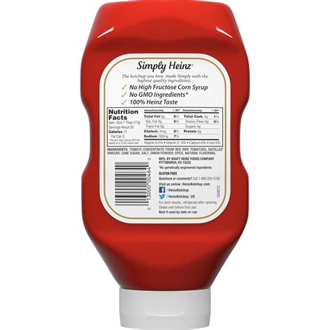 Simply Heinz Ketchup Nutrition Information | Besto Blog