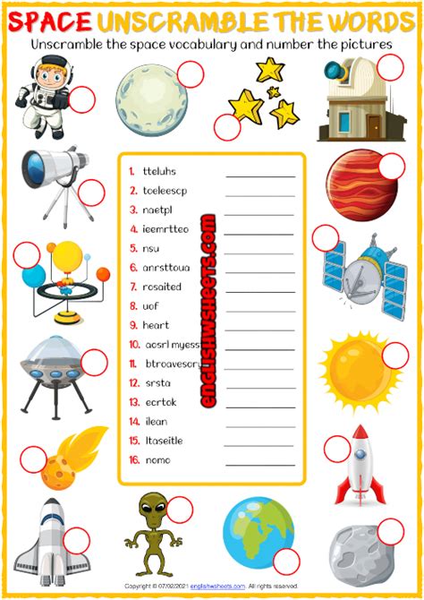 Solar System Vocabulary List