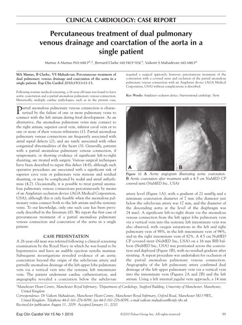 PDF Percutaneous Treatment Of Dual Pulmonary Venous Drainage And