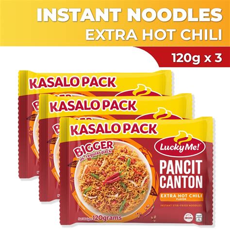 Lucky Me Pancit Canton Instant Noodles Extra Hot Chili Kasalo Pack G X Shopee Philippines