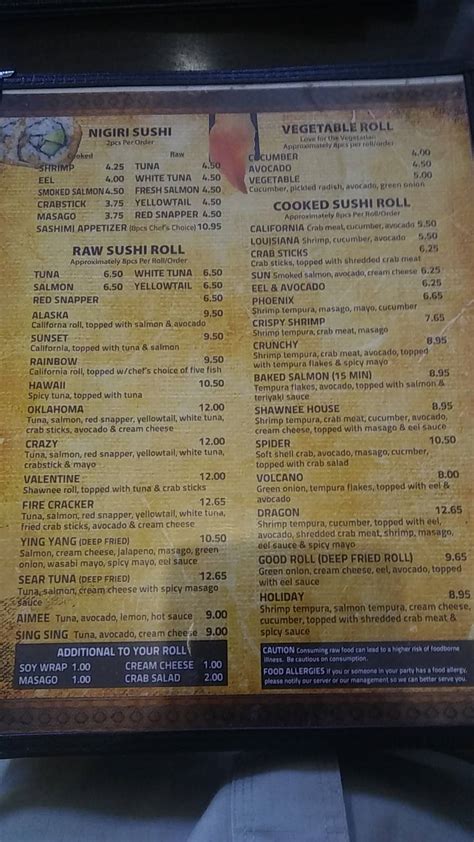 Menu At Phoenix Asian Diner Restaurant Shawnee