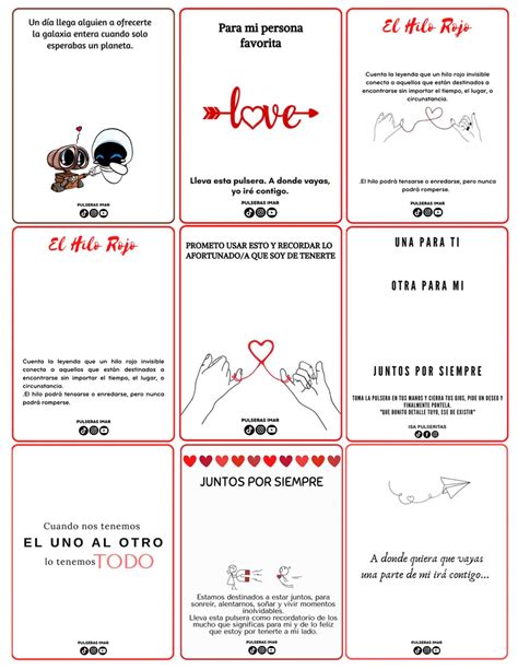 Tarjetas Para Pulseras Para Imprimir Pdf Tama O Carta A Parejas