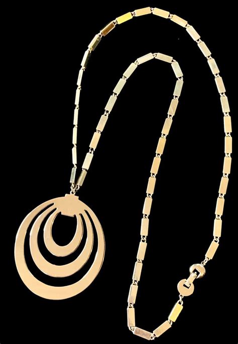 S Monet Tournee Modernist Pendant Box Chain Neckl Gem