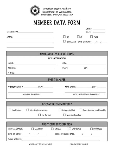 Fillable Online Member Data Form Fax Email Print Pdffiller