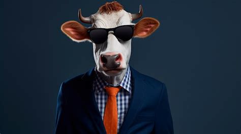 Premium AI Image | cow with glasses funny cow