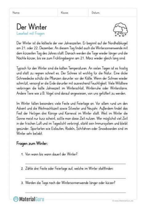 Leseprobe Lesetexte 4 Klasse Zum Ausdrucken Lesen Und Verstehen