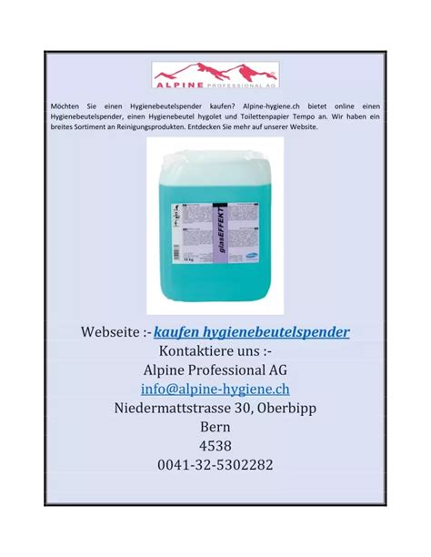 PPT Kaufen Hygienebeutelspender Alpine Hygiene Ch PowerPoint