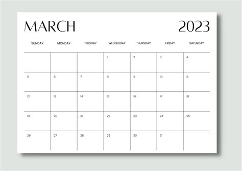 2023 Monthly Printable Blank Calendar Landscape PDF Letter - Etsy