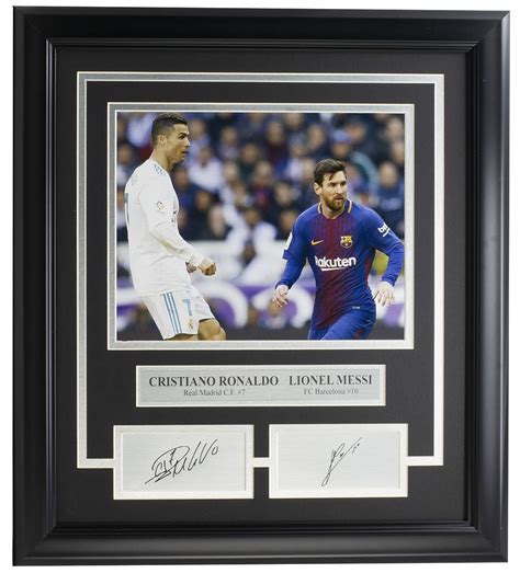 Buy Cristiano Ronaldo Lionel Messi Framed 8x10 Photo Wlaser Engraved Signature Online At