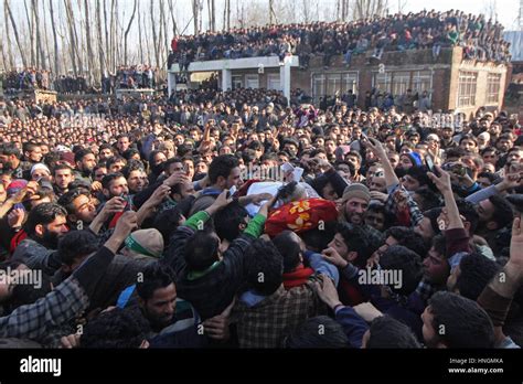 Srinagar India Th Feb Hundreds Of Mourners Attended The