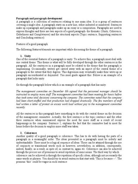 Paragraph And Paragraph Development Pdf Sentence Linguistics