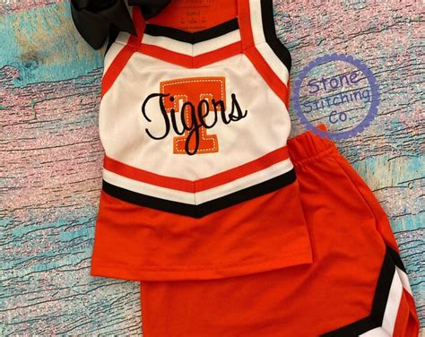 Orange & Black Cheer Uniform, Customized Cheerleading Uniform, Girls ...