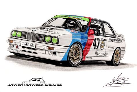 DIBUJO A LAPICES DE COLORES Bmw E30 M3 Carreras De Autos