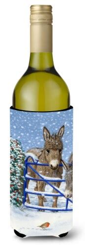 Carolines Treasures ASA2159LITERK Donkeys And Robin Wine Bottle Hugger