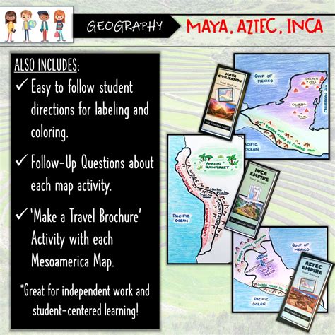 Mesoamerica Map Coloring Labeling Activities BUNDLE Maya Aztec