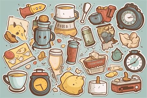 Premium Photo Sticker Set Of Mixed Daily Objects