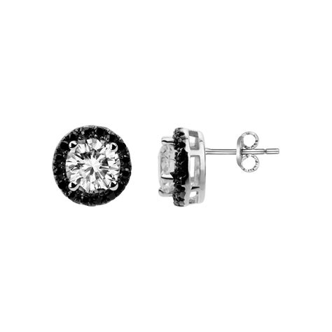 Boucles D Oreilles Puces En Argent Avec Oxyde De Zirconium Noir The