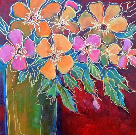 Original Modern Art Abstract Flower Still Life Painting On Canvas 12