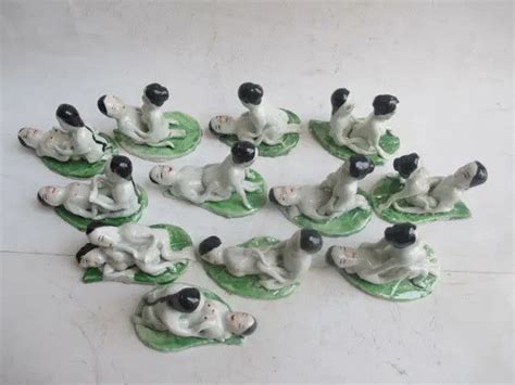 Ancient Chinese Interesting Sex Education Ceramics Pair Set Of 12 Men And Women In Figurines