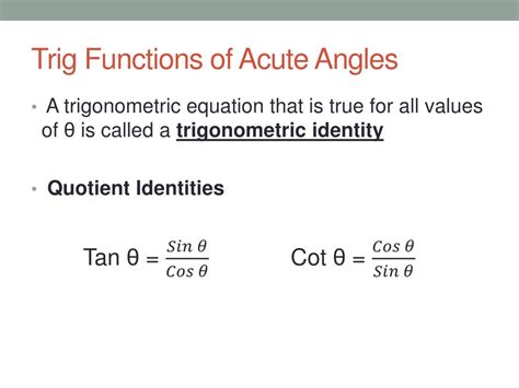 Ppt Trig Functions Of Acute Angles Powerpoint Presentation Free