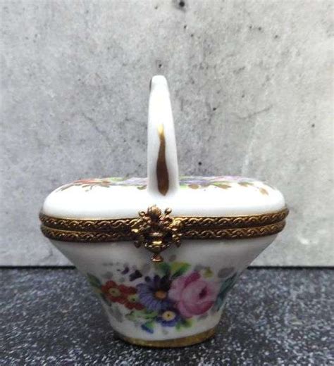 Vintage Limoges Hinged Basket Trinket Box France Gc5 Auctions