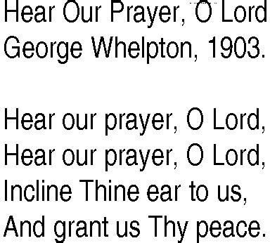 Hymn And Gospel Song Lyrics For Hear Our Prayer O Lord By George Whelpton