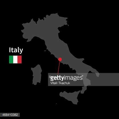 Detailed Map Of Italy And Capital City Rome With Flag Stock Clipart ...