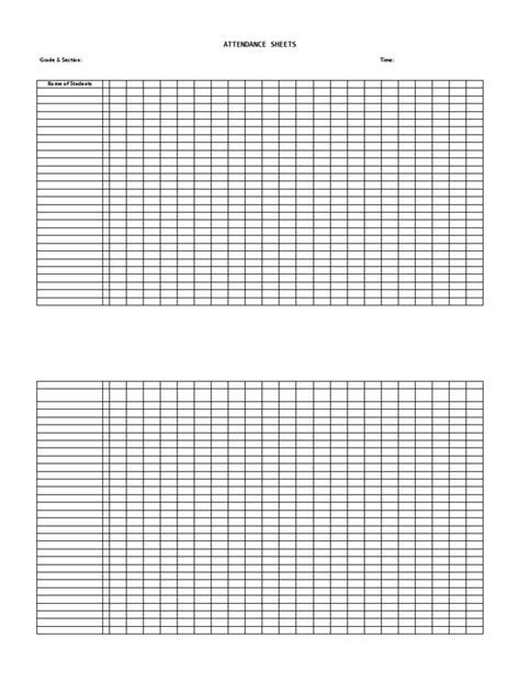 Attendance Sheets: Grade & Section: Time | PDF